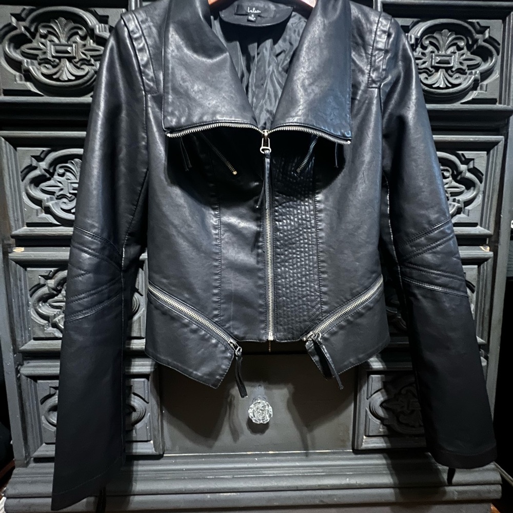 Lulu's Black Faux Leather Jacket